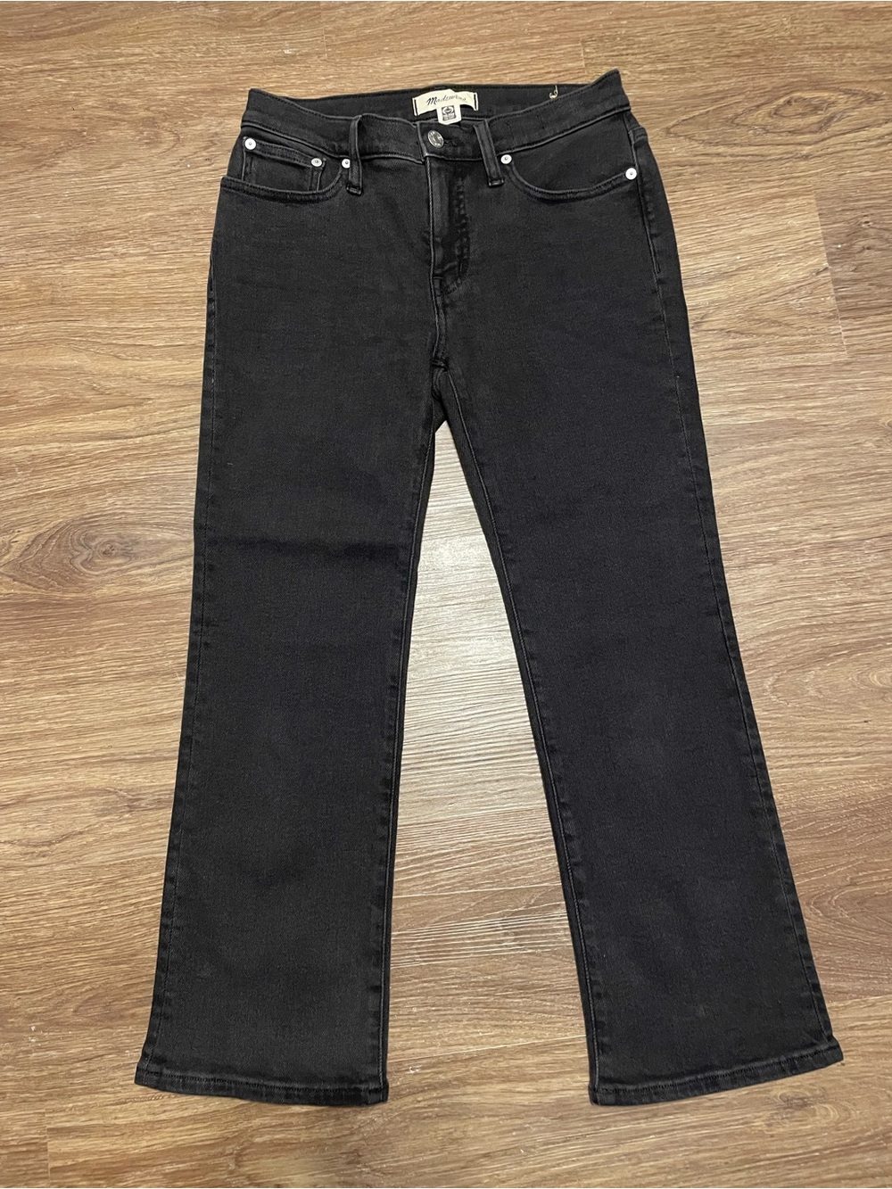 Madewell Black Mid Rose Kick Out Boot-Cut Jeans